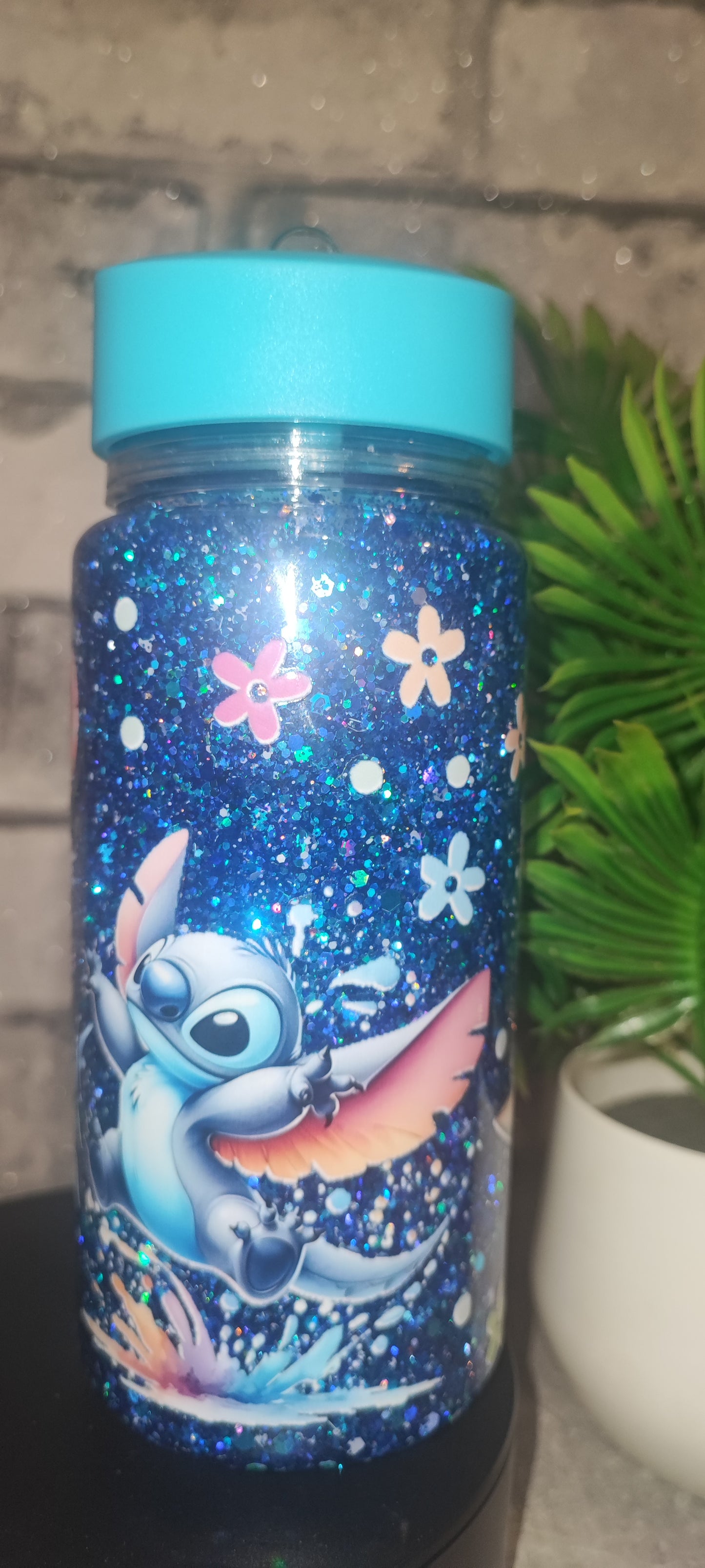 Blaue kleine Flasche mit UV Dtf Aufkleber