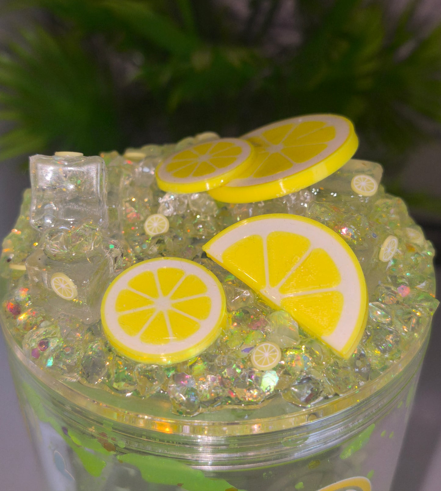 Großer neongelber Zitronen Lava Becher mit UV Dtf Aufkleber inkl Strohhalm Kunststoff 3D Druck Deckel
