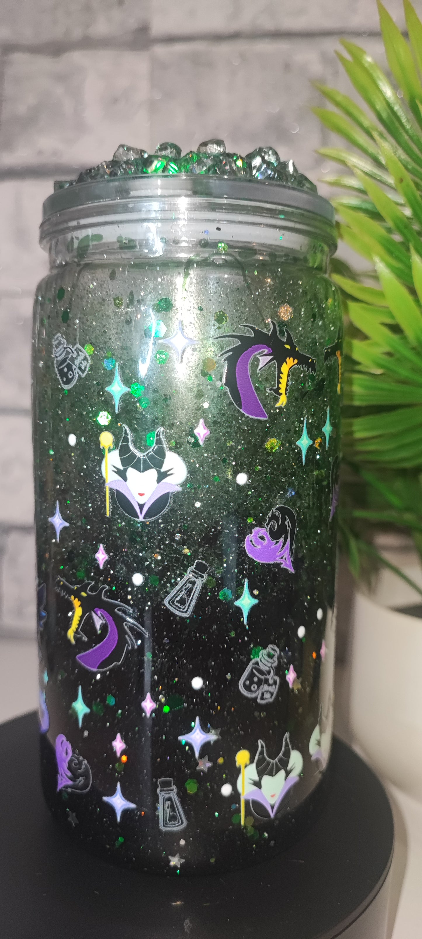 Zweifarbiger Lava Becher mit Deko Deckel inkl Strohhalm Kunststoff