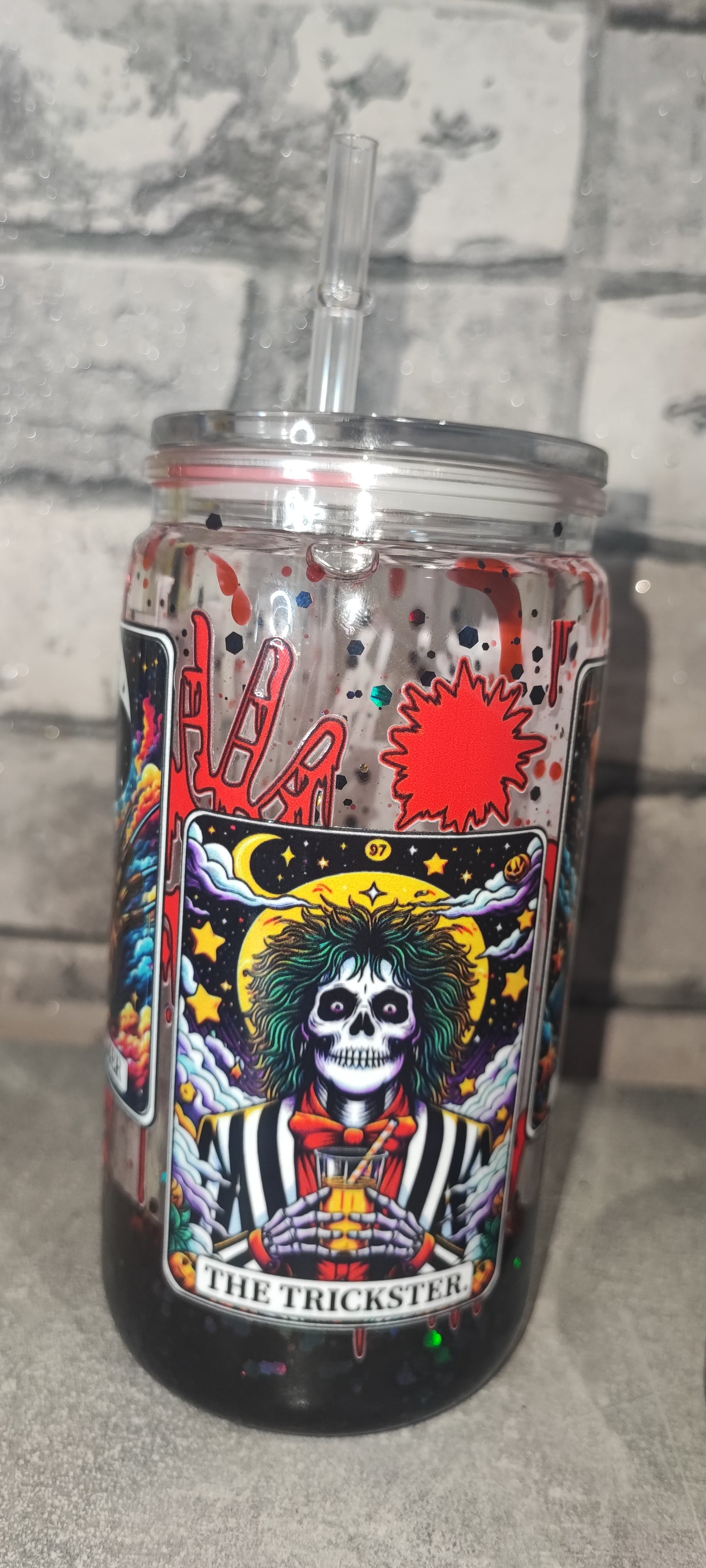 Horror Lava Becher mit transparenten Deckel inkl Strohhalm - Kunststoff