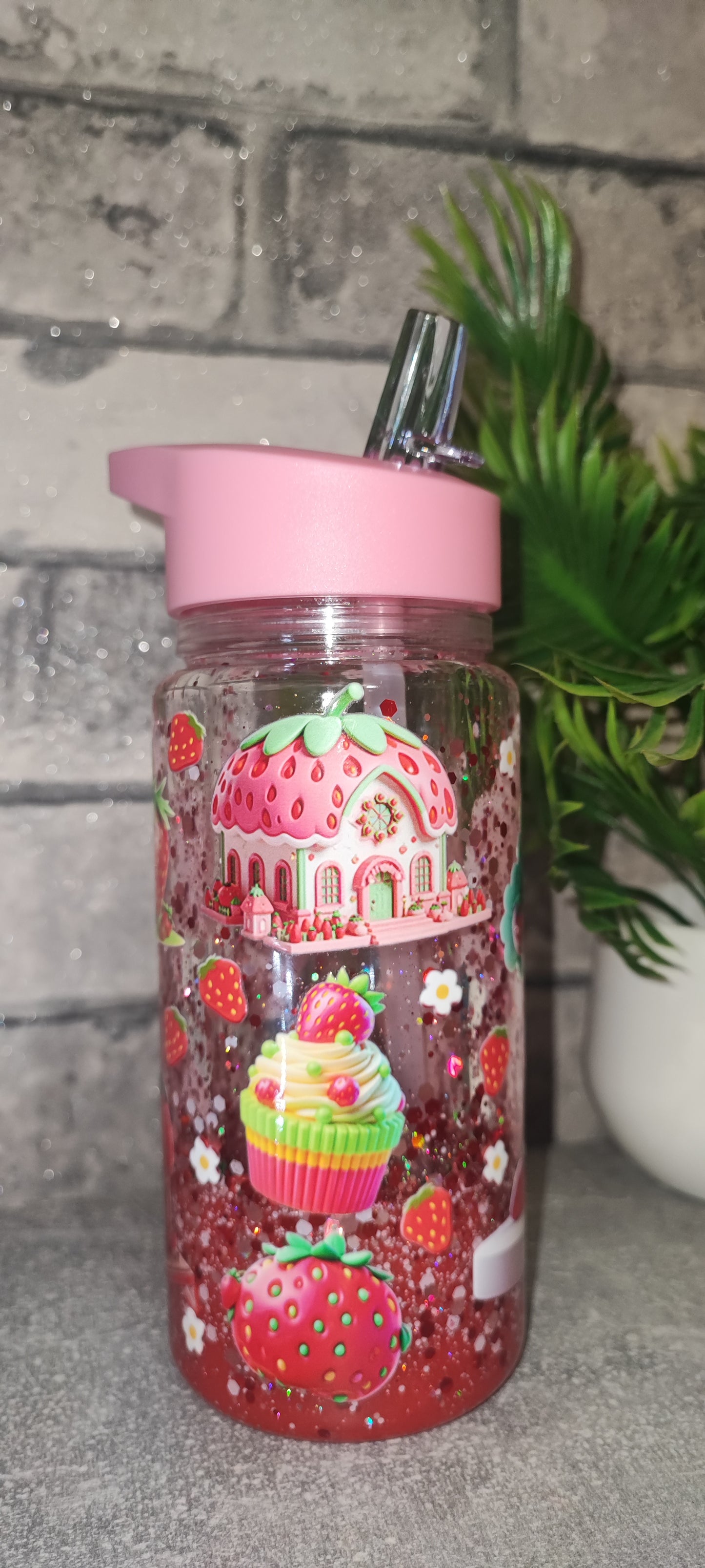 Lava Kinderflasche mit UV Dtf Aufkleber - Kunststoff - Erdbeeren