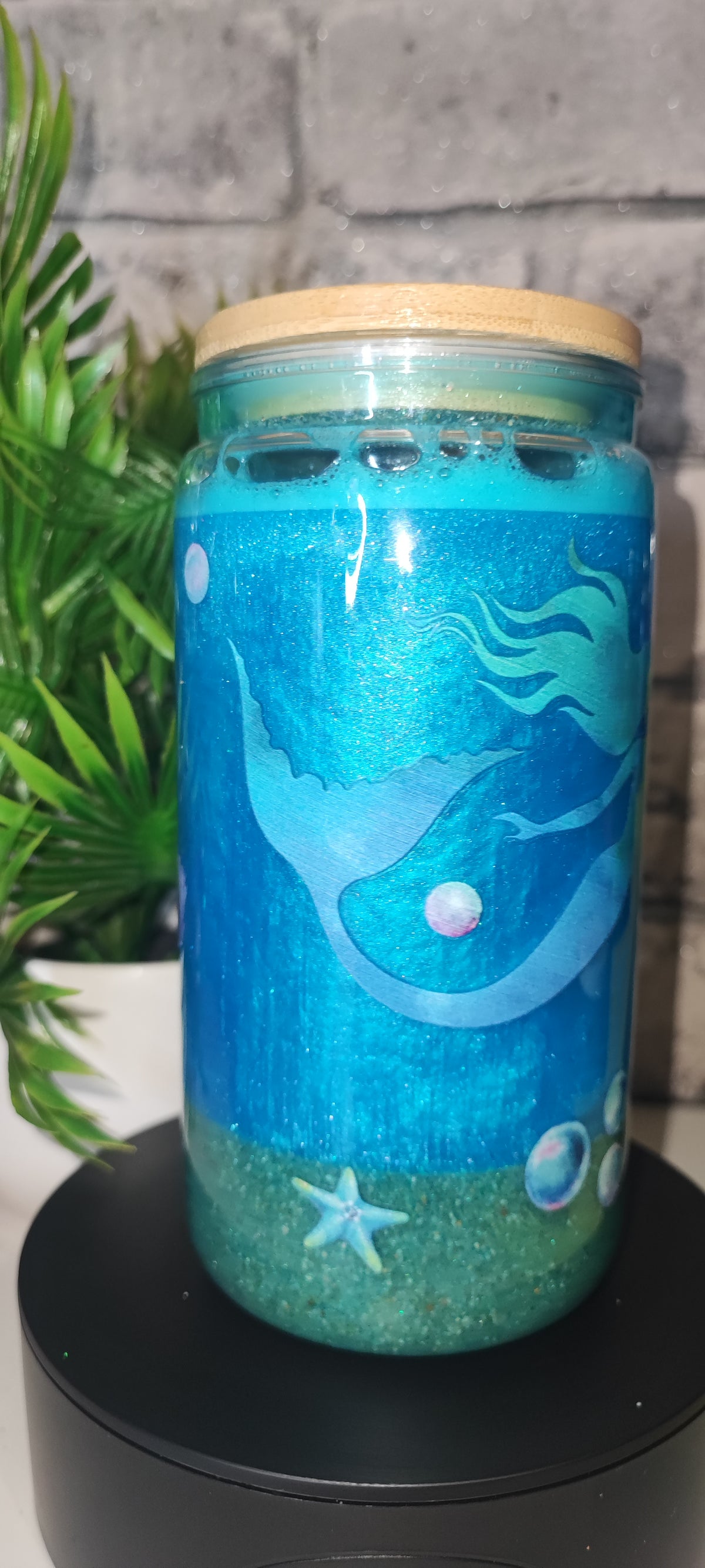 Meeres Becher mit UV Dtf Aufkleber inkl Strohhalm Kunststoff