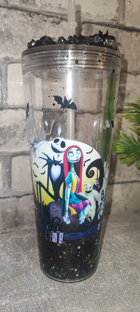 Großer Lava Becher mit UV Dtf Aufkleber inkl Strohhalm| 3D gedruckte Deko und Kunst Eiswürfeln