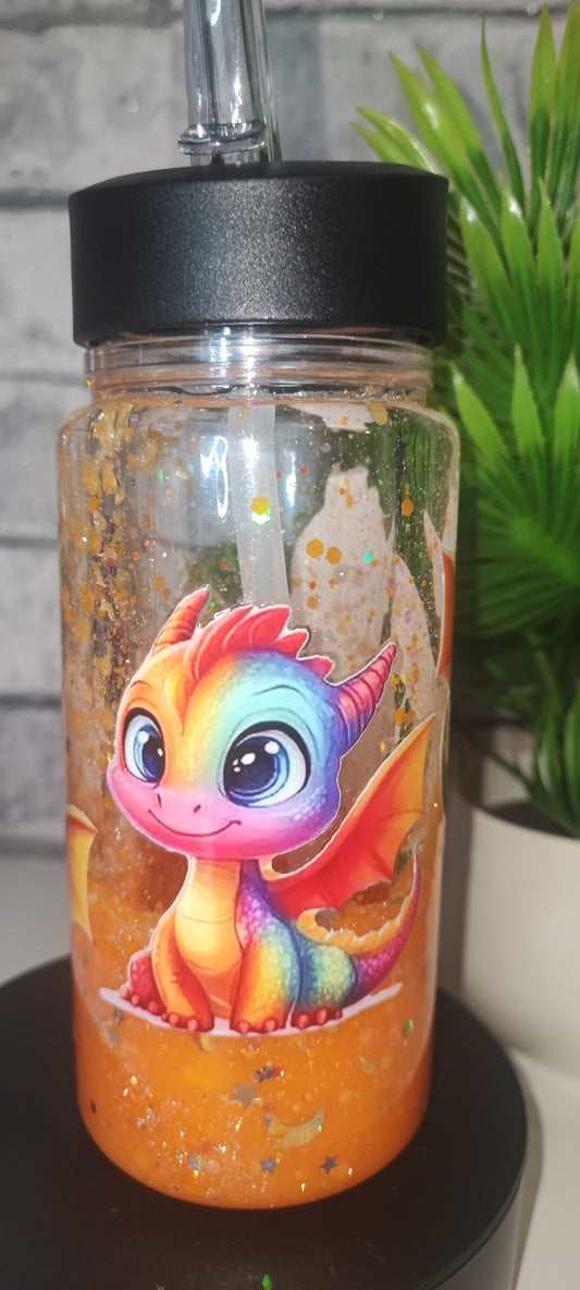 Kleine Flasche Lava Orange mit UV Dtf Aufkleber