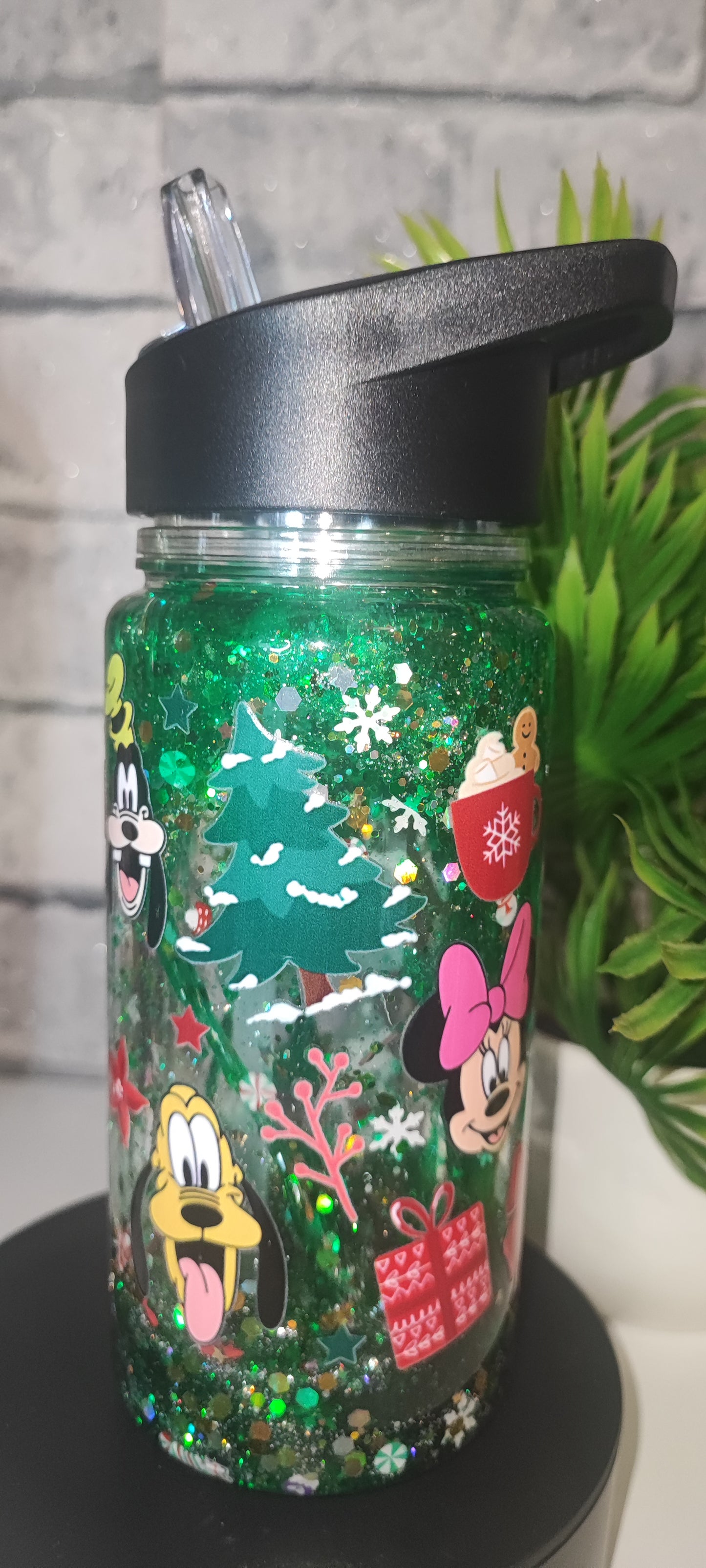 Kleine Flasche Mit Lava Deckel schwarz mit UV Dtf Aufkleber