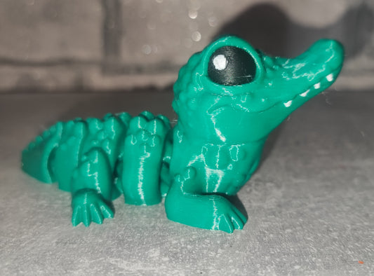 Art.0272 Krokodil| 3D-gedruckter bewegliches Krokodil| PLA grün