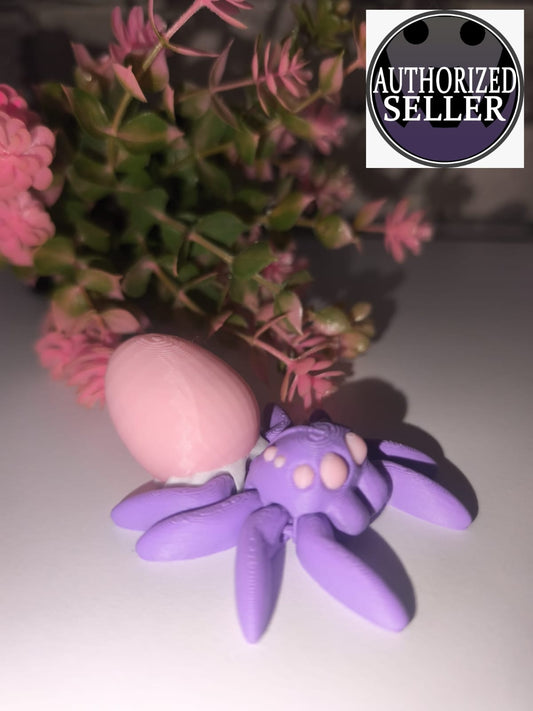 Art 0385 Flexi Osterei Spinne| 3D-gedruckt| ca 7,5*5cm breit | PLA Flieder rosa Deko & Geschenk für Fantasy-Fans