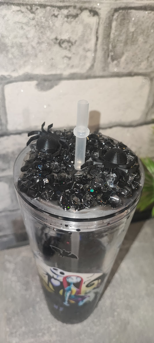 Großer Lava Becher mit UV Dtf Aufkleber inkl Strohhalm| 3D gedruckte Deko und Kunst Eiswürfeln