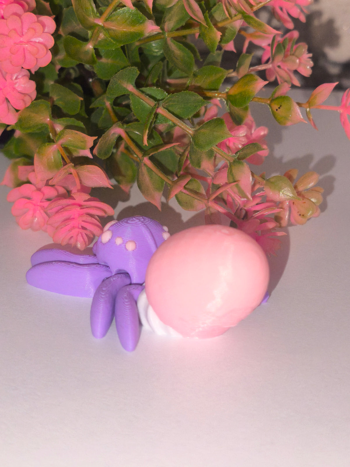 Art 0385 Flexi Osterei Spinne| 3D-gedruckt| ca 7,5*5cm breit | PLA Flieder rosa Deko & Geschenk für Fantasy-Fans