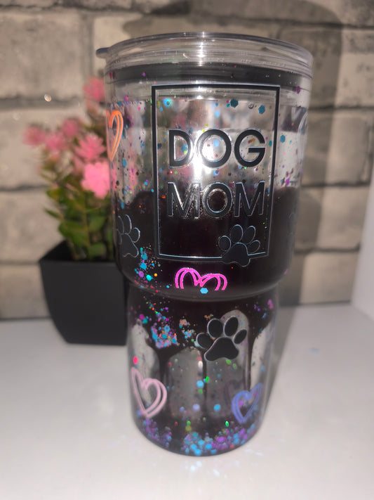 Dog Mom - Lava Becher 18cm Höhe mit UV Dtf Aufkleber inkl Strohhalm
