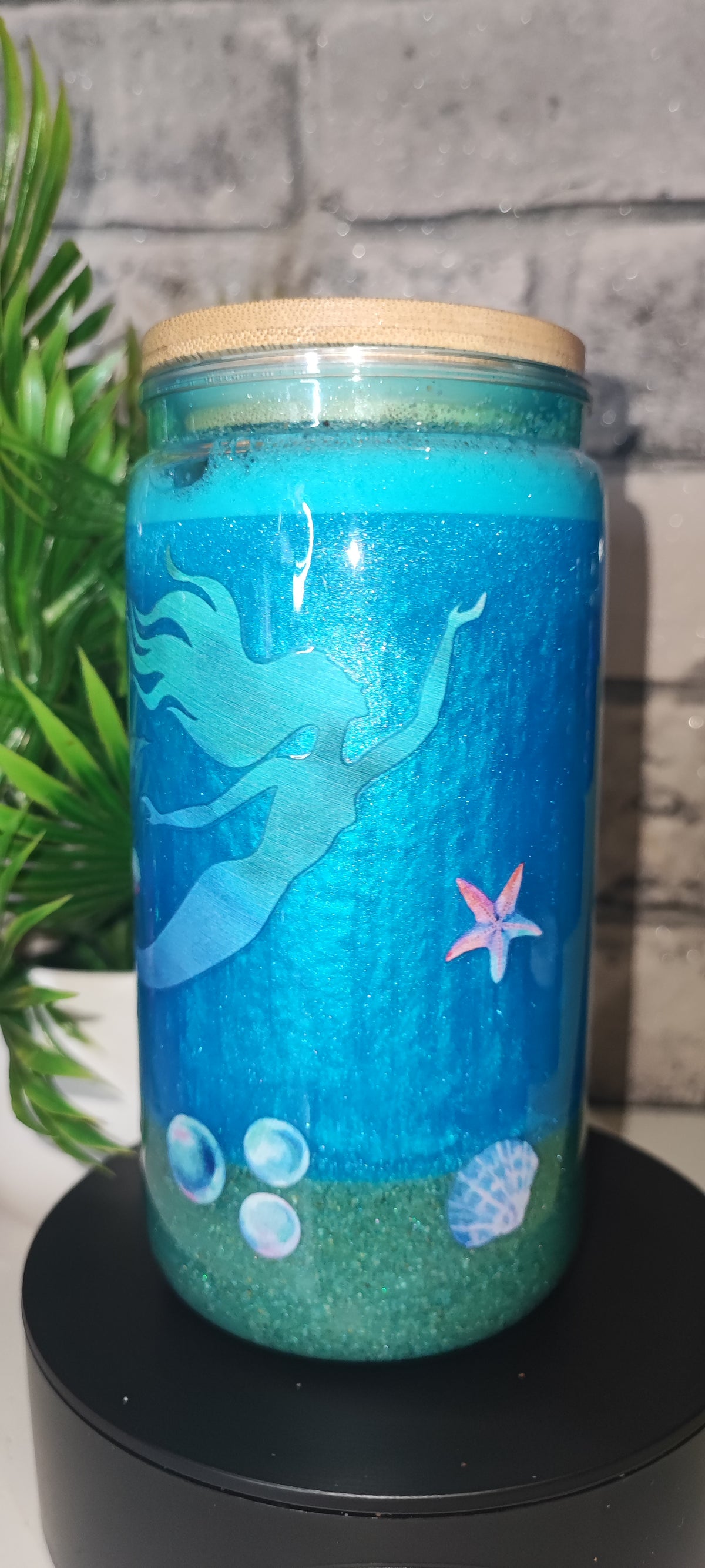 Meeres Becher mit UV Dtf Aufkleber inkl Strohhalm Kunststoff