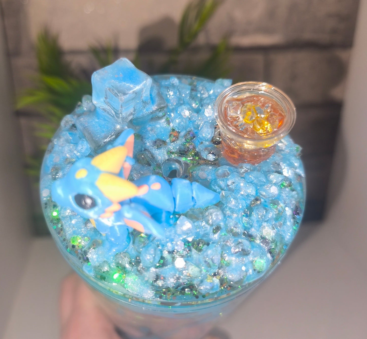 Großer Lava Becher mit UV Dtf Aufkleber inkl Strohhalm Kunststoff 3D Druck Deckel Dino