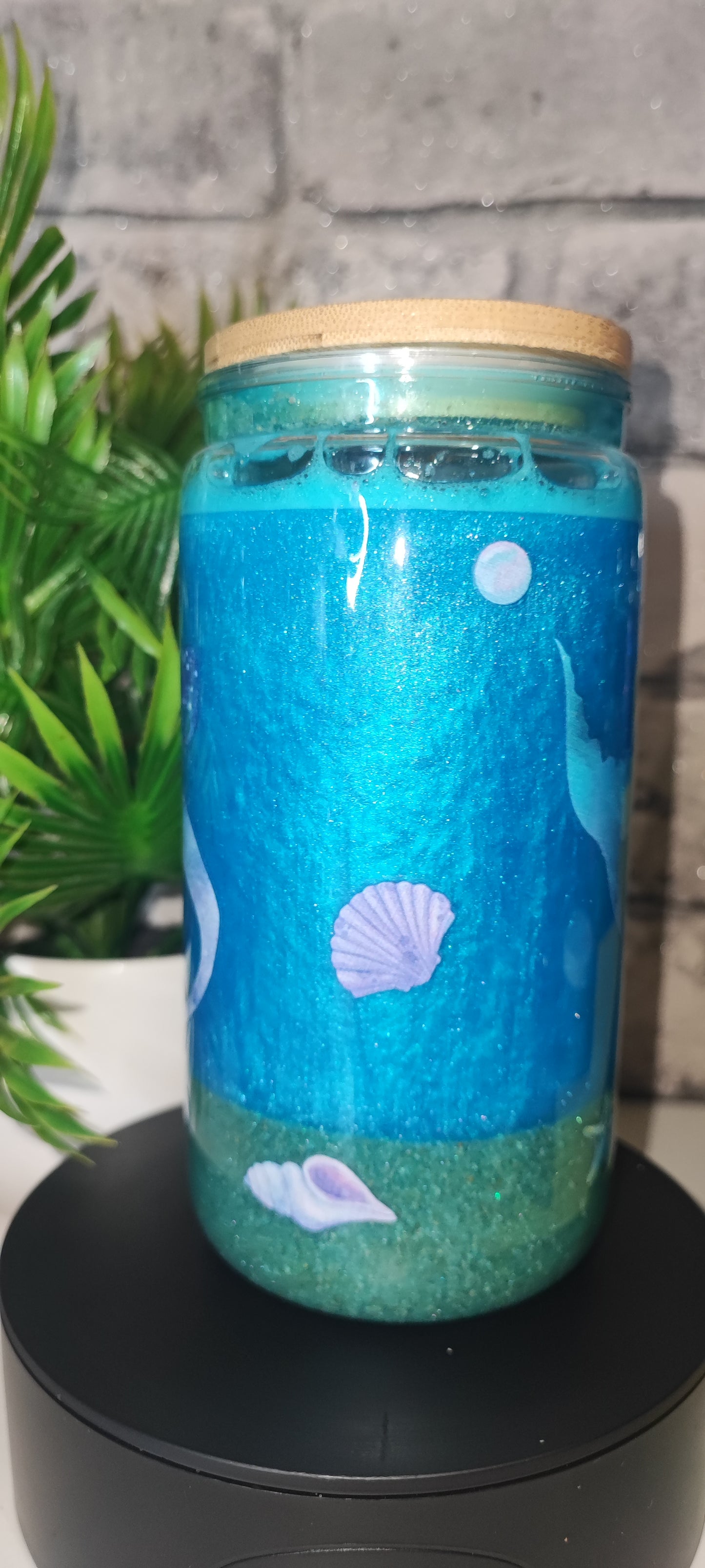 Meeres Becher mit UV Dtf Aufkleber inkl Strohhalm Kunststoff