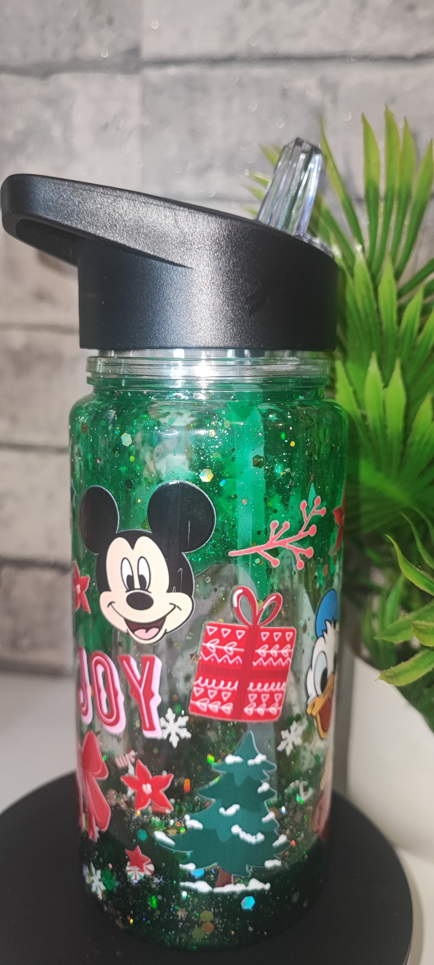 Kleine Flasche Mit Lava Deckel schwarz mit UV Dtf Aufkleber