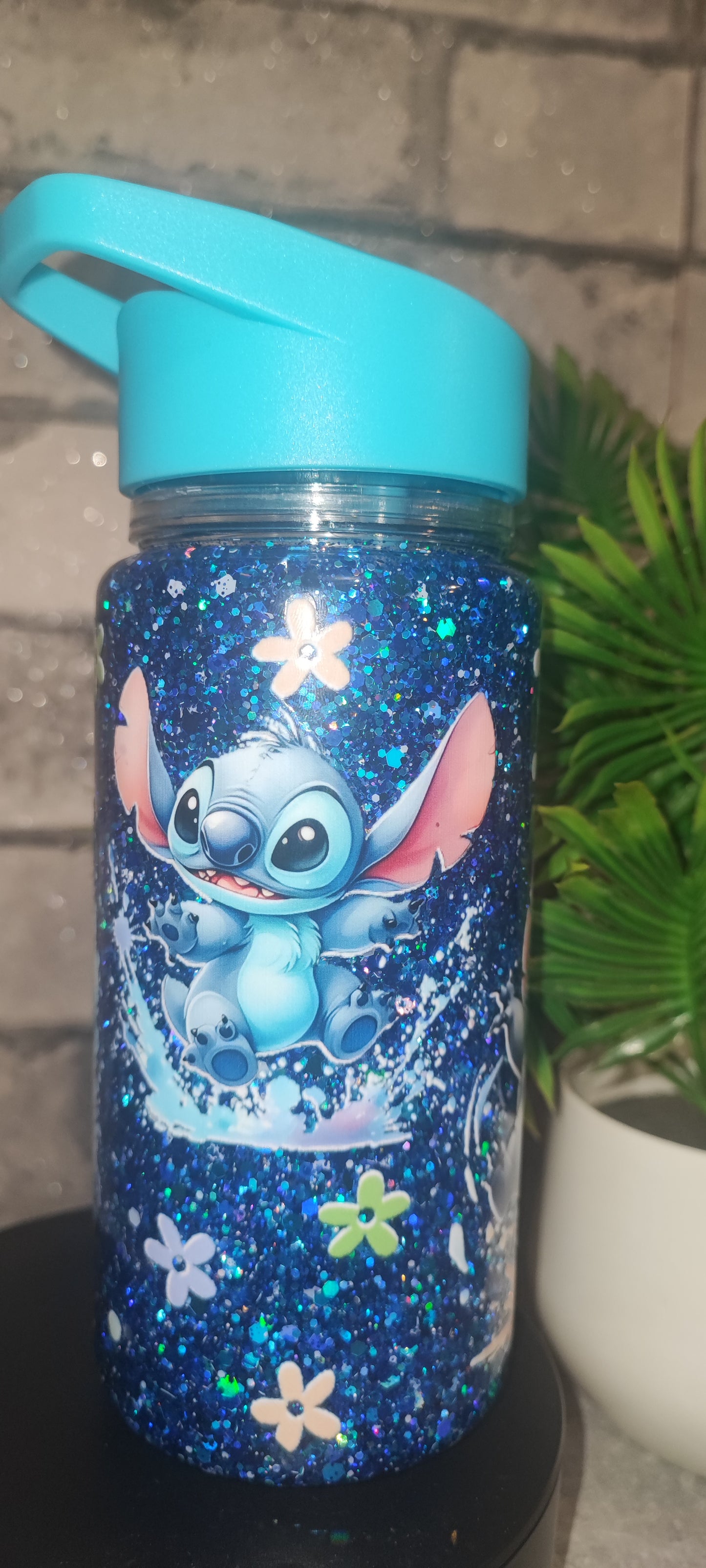Blaue kleine Flasche mit UV Dtf Aufkleber